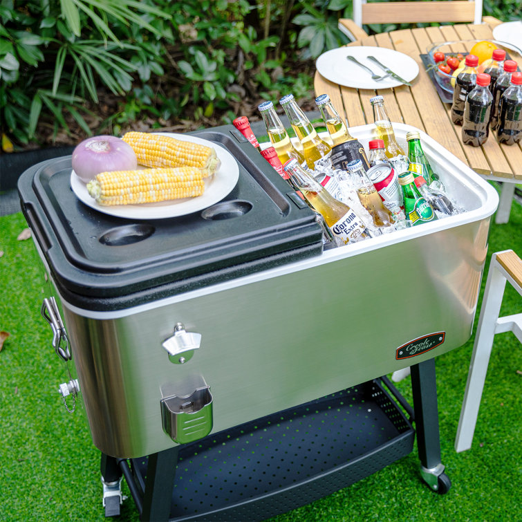 Stainless steel ice sales chest on wheels